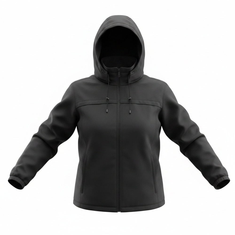 Chico's Zenergy Jacket Women's 2 L Black Hooded Full Zip Stretch Activewear